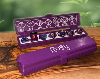 Customisable D&D Dice Case - Personalised RPG Dice Holder with Your Name and Choice of Colours