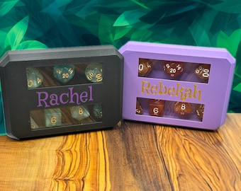 Personalized Dice Case with Glass Window - Custom 3D Printed RPG Dice Box, Magnetic Closure, Hardened Glass Display, Handcrafted Gamer Gift