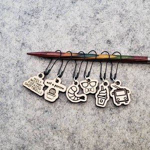 The Good Place TV Show Inspired Charms Stitch Markers for Knitting and Crochet Wood Laser Cut