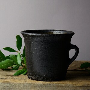 Antique Black Clay Pot | Ukrainian Folk Pottery | Rustic Ceramic Vessel | Wabi Sabi Decor