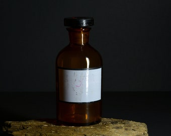 Flacone farmaceutico in vetro ambrato / Barattolo per medicinali vintage con tappo