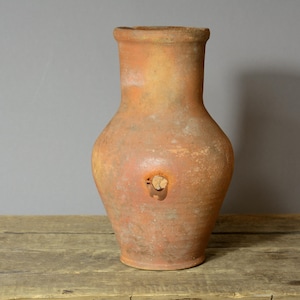 603 Antique Ukrainian Terracotta Jug | Wabi-Sabi Vase | 10" Pottery Pitcher