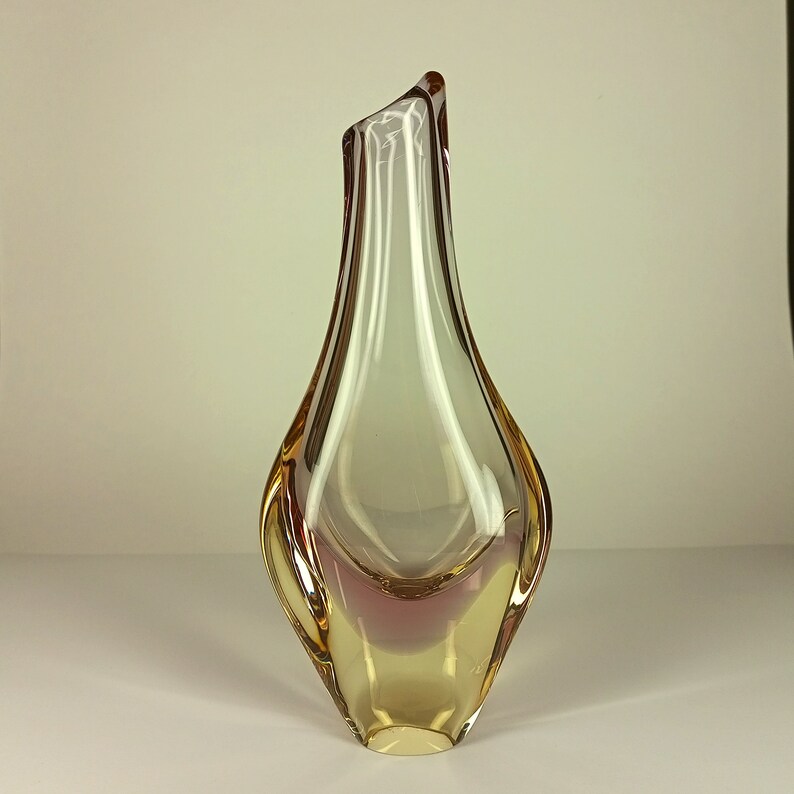 Czech Bohemian Zelezny Brod Glass Purple Amber Sommerso Vase Etsy