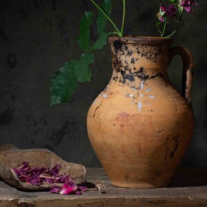 699 Ukrainian terracotta pottery jug, Ancient clay Wabi Sabi vase, Antique Wabi pot, Vintage Ukrainian pottery, Antique ceramic pot