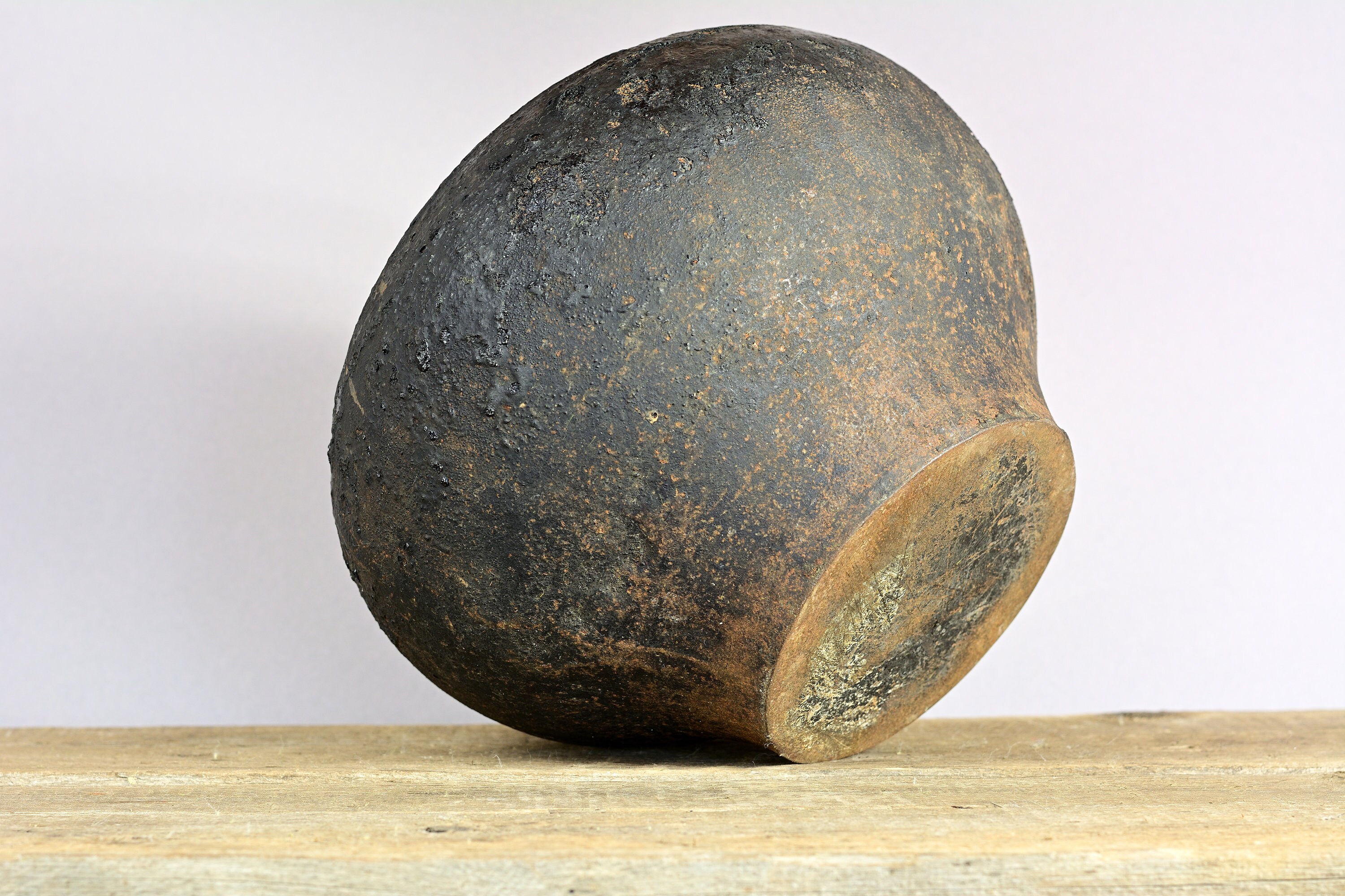 168 Antique Wide Cast Iron Enameled Pot Wabisabi Cast Iron Etsy