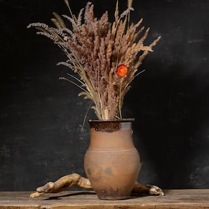 656 Primitive terracotta pitcher, Antique Ukrainian pottery, Ancient clay pitcher, Wabi-sabi pottery, Stoneware vessel, Ancient ceramic jug