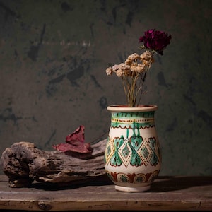 709 Antique terracotta pottery vase, Antique ceramic pottery vase, Ukrainian Folk Style Ceramic Vase, Handmade Boho Interior Decor