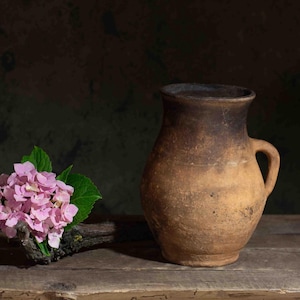 693 Antique Ukrainian clay pot, Wabi Sabi pot charcoal vase, Ancient clay Wabi Sabi vase, Vintage Ukrainian pottery, Antique ceramic pot