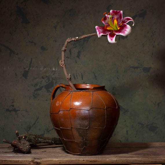706 アンティーク風テラコッタポット、粘土ポットの侘び寂びの花瓶
