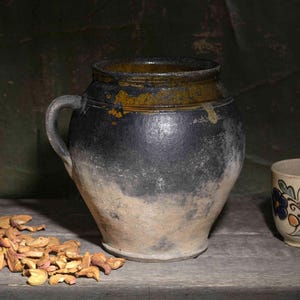 Antique Ukrainian Clay Pot | Rustic Farmhouse Decor | Primitive Ceramic Crock | Handmade Earthenware Vessel