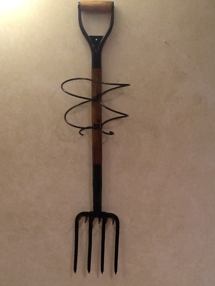 Garden Rake Wine Bottle and Glass Rack Etsy