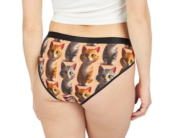 Ropa interior con lindos gatos de dibujos animados / Bikini con estampado de gatos por todas partes