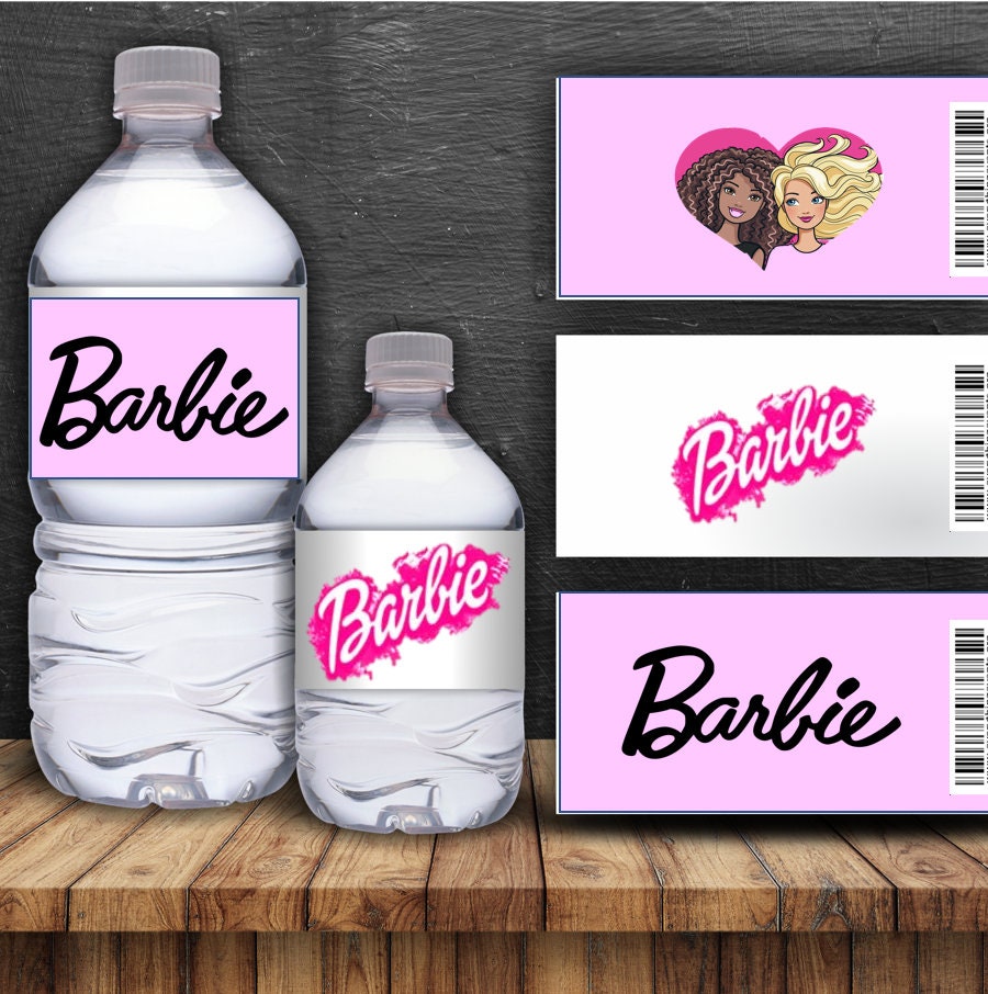 barbie water bottle labels
