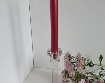Vintage Clear Glass Candlestick, Candle Holder