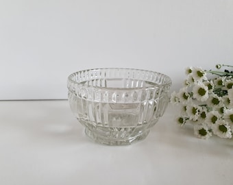 Vintage Art Deco Tung Klar Glasprydnadsskål, Kruka