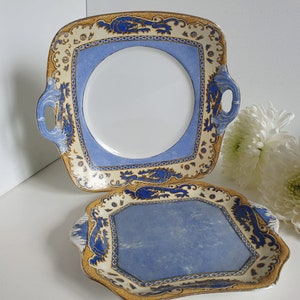 Pratos de servir quadrados vintage antigos Winton Grimwades Bone China &#39;Ming&#39;, conjunto de 2