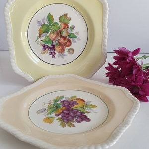 Platos para tarta de almuerzo de frutas Johnson Vintage Duo Rare