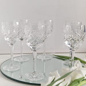 Vintage Set of 6 Small Crystal Wine, Cocktail Glasses