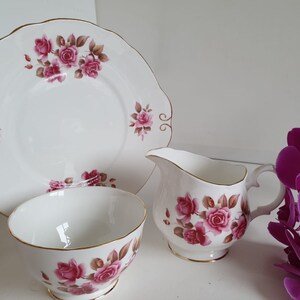Vintage Duchess Bone China Pink Rose Milk Jug/Creamer, Sugar Bowl