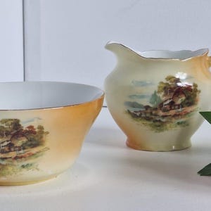 Art Deco Vintage Sugar Bowl & Milk Jug, Victoria Czechoslovakia