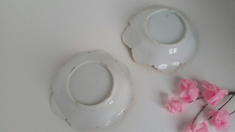 Vintage Pair of Yellow Porcelain Trinket Dishes Keys Dish Decorative Dish