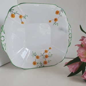 Assiette à gâteau Art Déco en porcelaine de Melba jaune