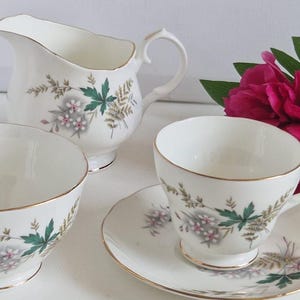 Vintage Duchess Bone China &#39;Louise&#39; Teacup & Saucer, Milk Jug/Creamer, Sugar Bowl
