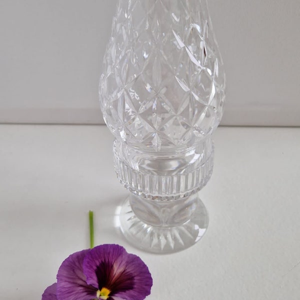 Vintage Clear Crystal Glass Candle Holder, Hurricane, Decorative Crystal