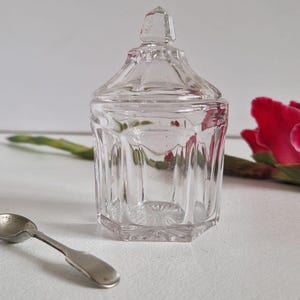 Vintage Glass Honey Pot With A Silver Plated Spoon