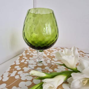 Vintage Large Green Brandy Glass, Retro Brandy Glass, Brandy Snifter Glass
