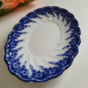 Victorian F Winkle Colonial Pottery Bone Matlock Blue Oval Plate/Platter, Gravy Tray