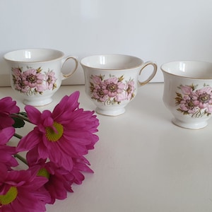 Vintage Ridgeway Queen Anne Bone China Teacups x 3, Pattern 8470