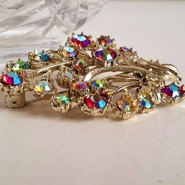 Aqua Floral Spray Brooch