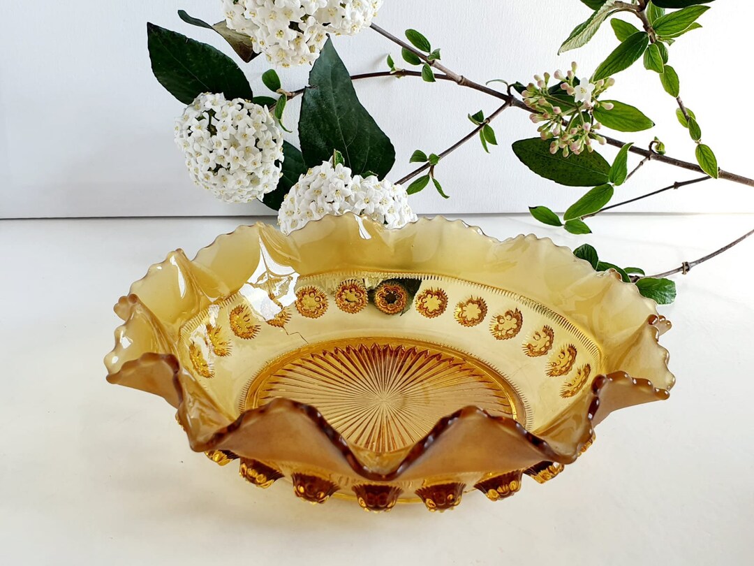 Prunt Art Deco Davidsons Amber Glass ‘blackberry Prunt’ Bowl, Dish - Etsy