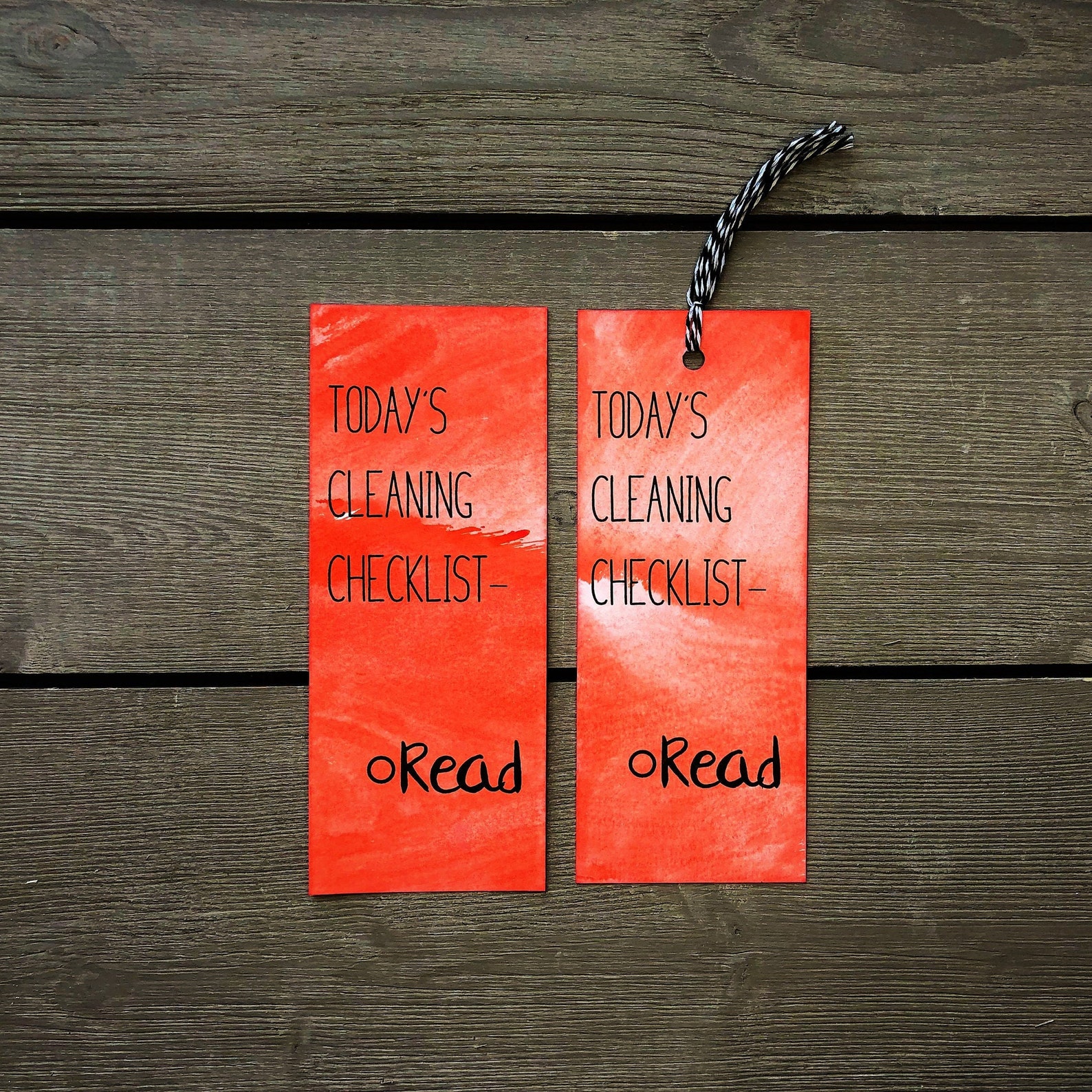 Paper Bookmark / Today's Cleaning Checklist READ / Funny Etsy