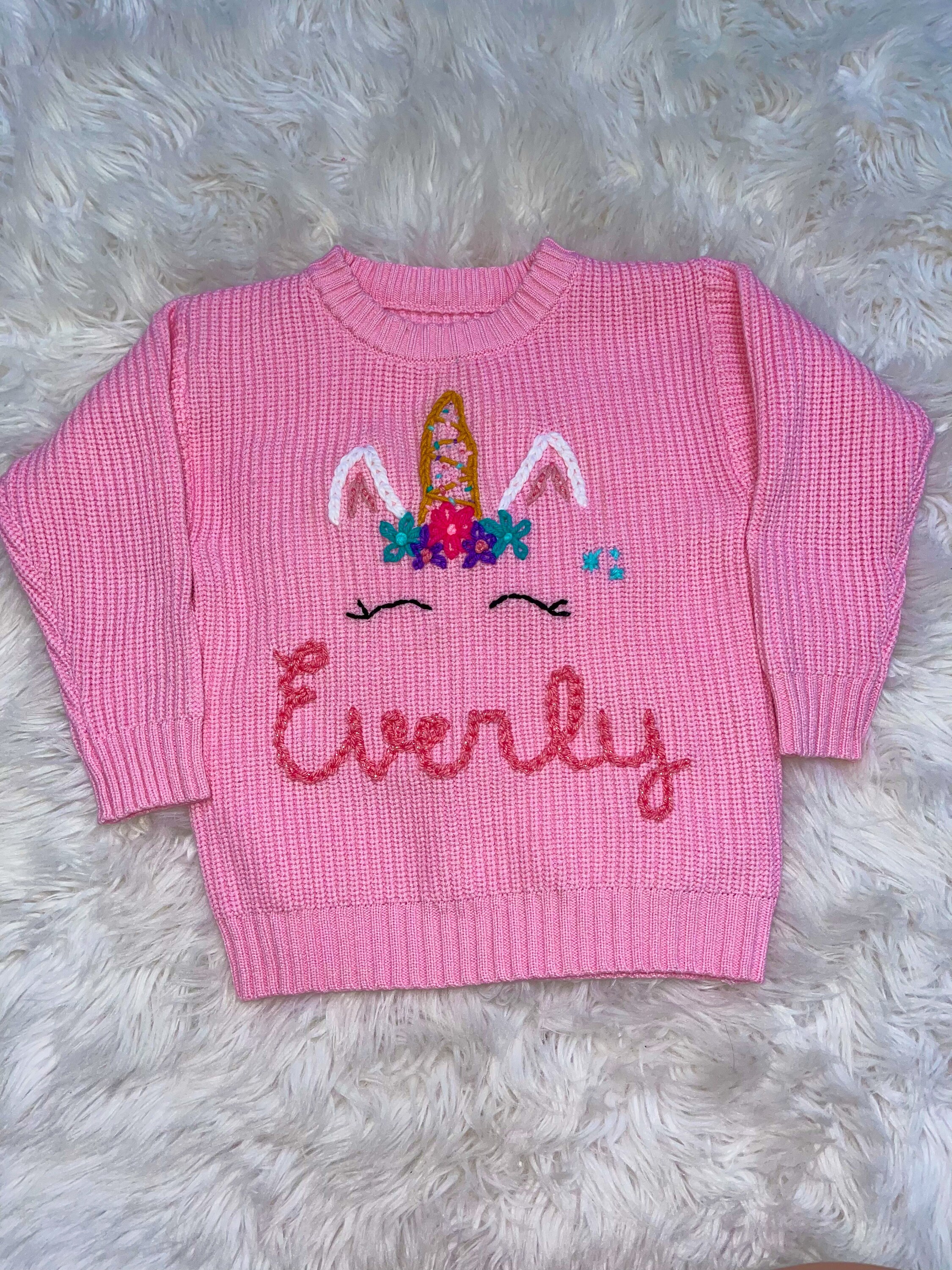 used♡Fancy Unicorn Design Sweater Hand Embroidered Unicorn Sweater - Etsy