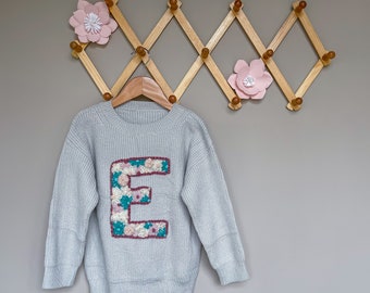 Hand Embroidered Initial Sweater
