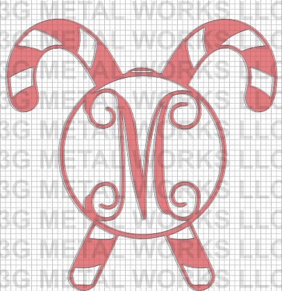 Candy Cane Monogram CNC Plasma - Etsy