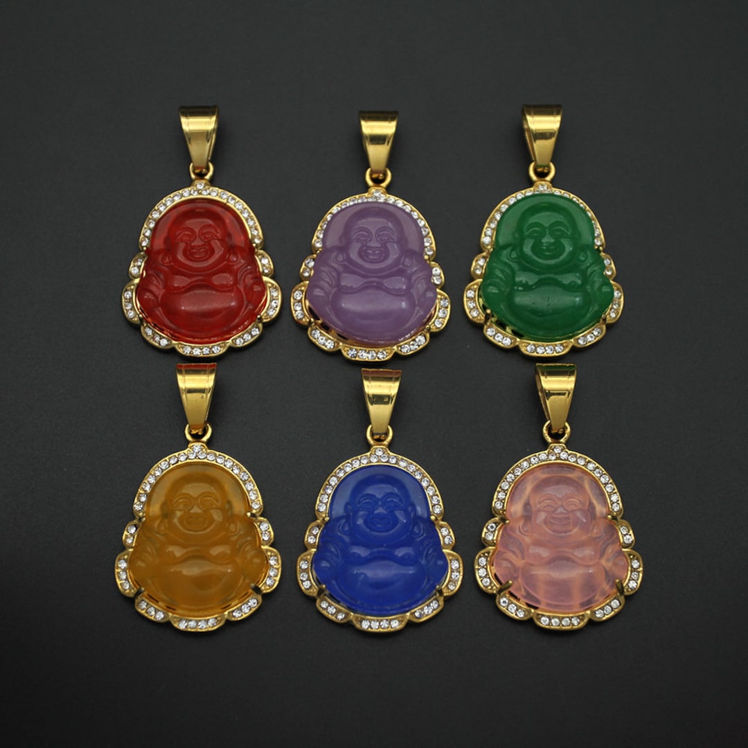 Buddha Pendant With Chain Stainless Steel Jade Buddha - Etsy