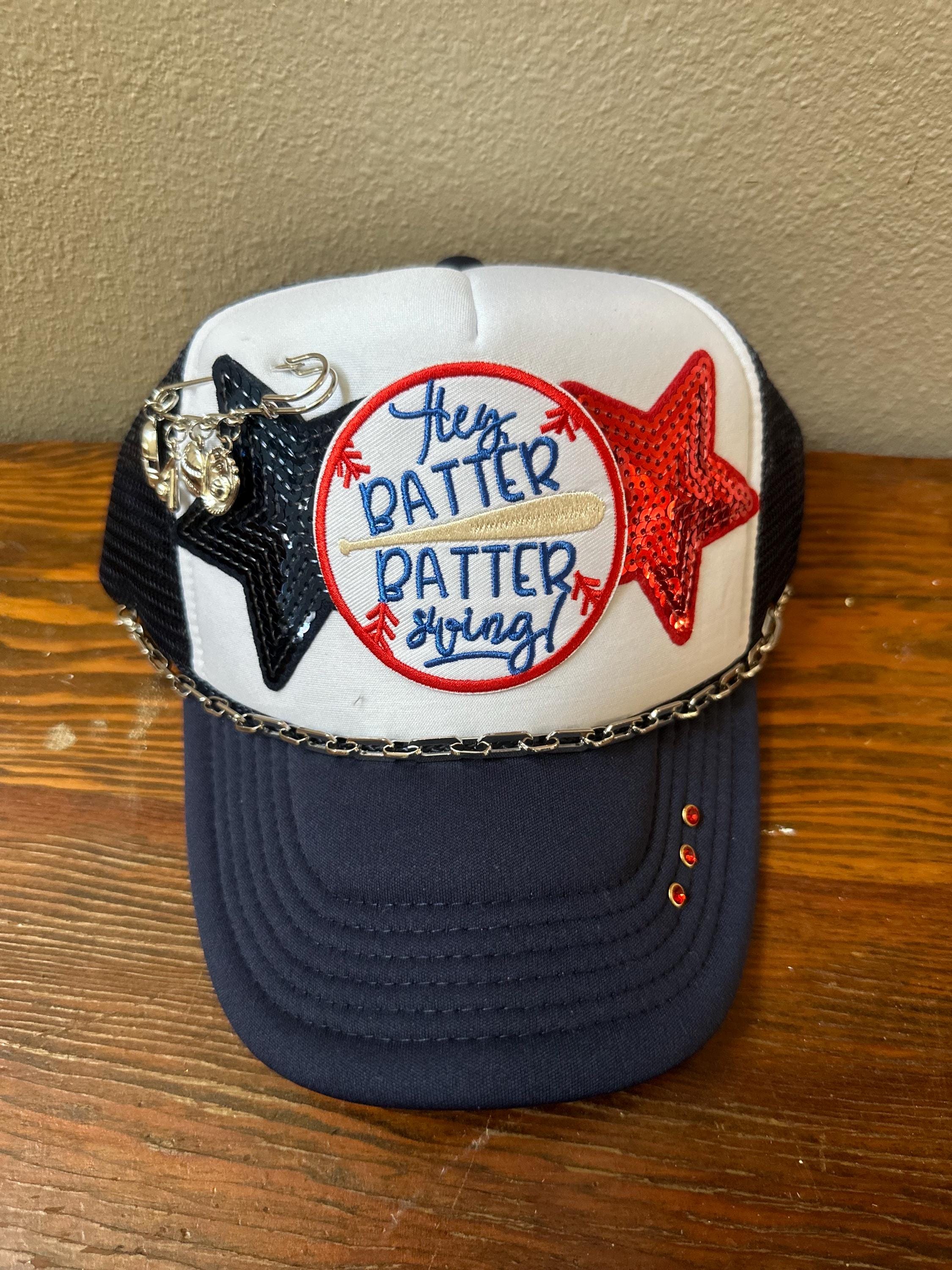 Baseball Trucker Hat~Hey Batter Batter Swing Baseball Chain Hey Batter, Batter Swing Women main image 4