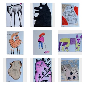 Cartões ACEO Pintura Aceo original Arte colecionável Aceo Presente para colecionadores Aceo Cartões Atc Mini arte Arte fofa Cartões Aceo fofos Arte rara Animais