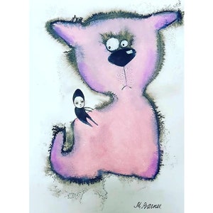Original art Print Outsider art Abstract cat Figurative art Naive art Primitive art Alternative art Art Brut Whimsical funny cat Weird Rare