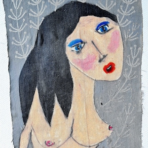 Arte originale Arte outsider Donna astratta Arte unica nel suo genere Dipinto originale Arte figurativa Arte intuitiva Arte ispiratrice Immagine rara Donna