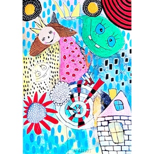 Original art Outsider art Abstract art Mixed media artwok Weird stuff Weird art Weird picture Gift idea Unique artwork Quirky Odd Strange