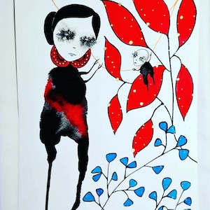 Original art or Print Outsuder art Quirky picture Art Brut Abstract Figurative Naive art Childrens wall art Nursery art Alternative art Odd
