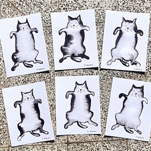 Lazy cats Original art Original painting Original drawing Gift for cat lovers Cute Funny cats Ink drawing Folk art Primitive art Mini art