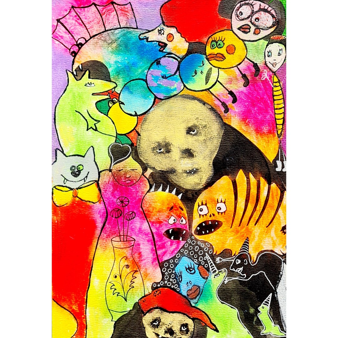Original Art Outsider Art Art Brut Crazy Art Abstract Figures Creepy