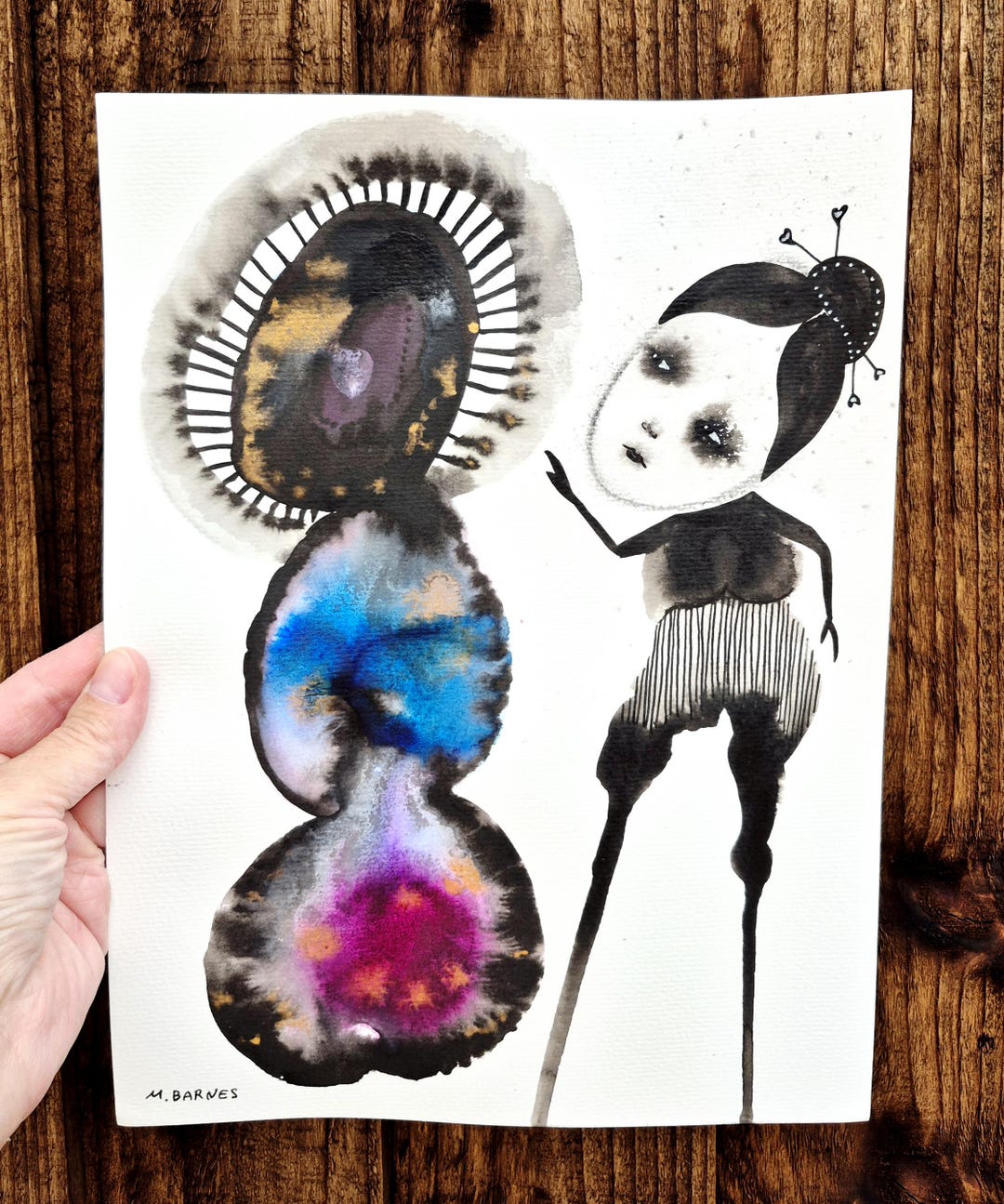 イラストオーダー 水彩画:アウトサイダー オリジナル抽象水彩画
