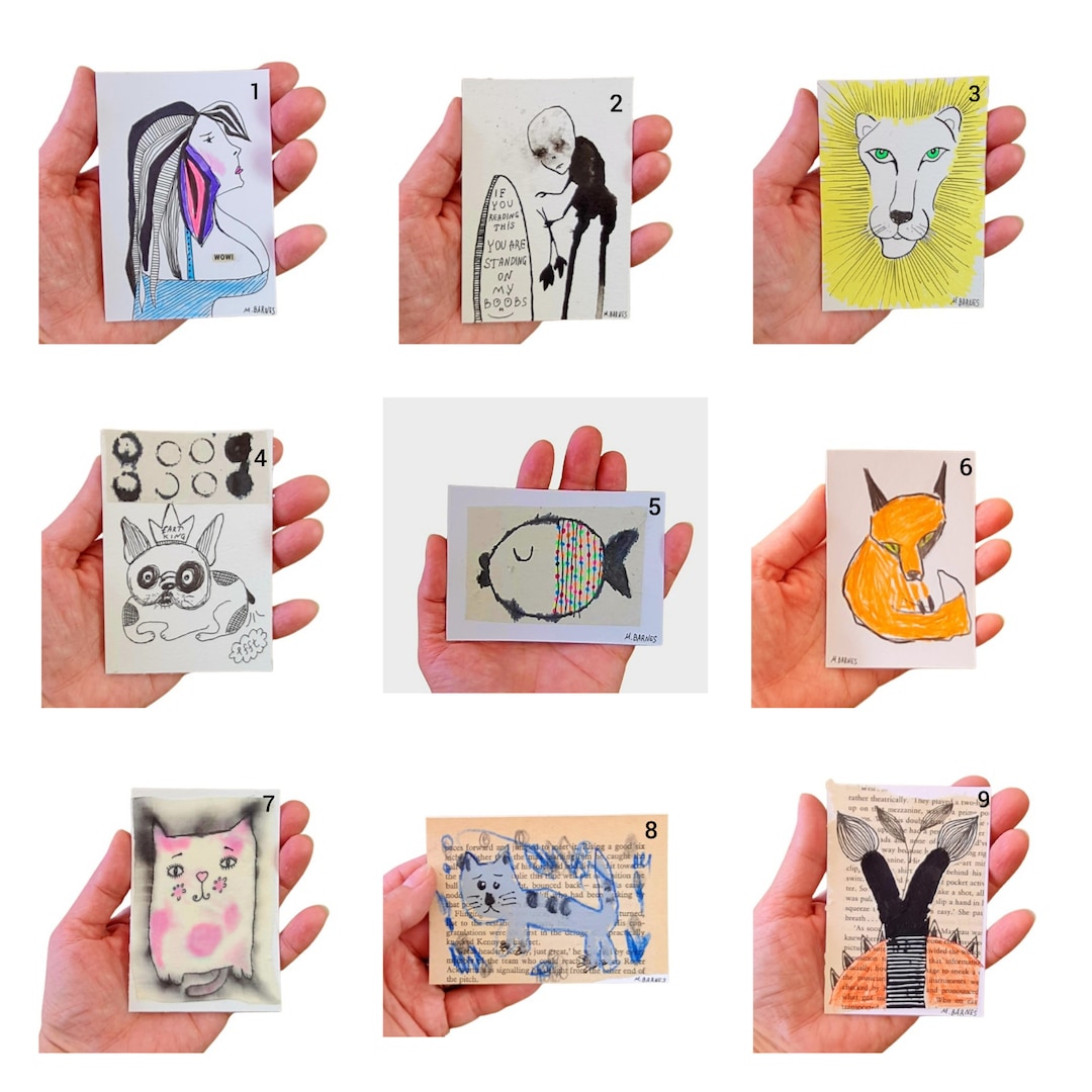 Original ACEO Card: Quirky Outsider Art, Collectible Mini Painting - Etsy
