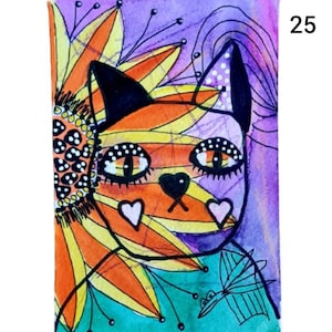 Original Art Print Cat art Outsider art Cat drawing Abstract cat Gift for cat lovers Unique art style Unique cat picture Cat illustration